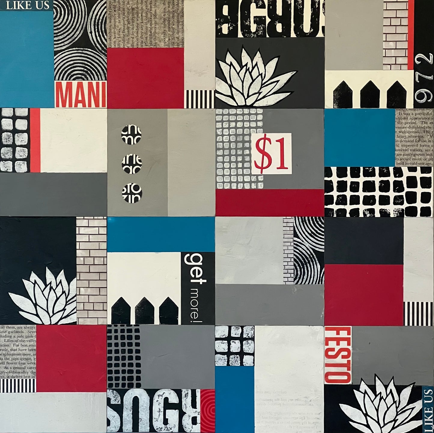 One Dollar Manifesto - 16" x 16" Collage