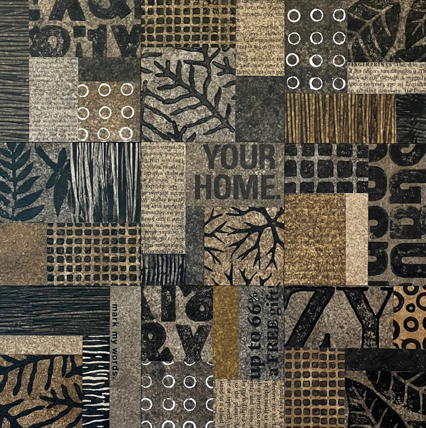 Mark my Words II - 12" x 12" Collage