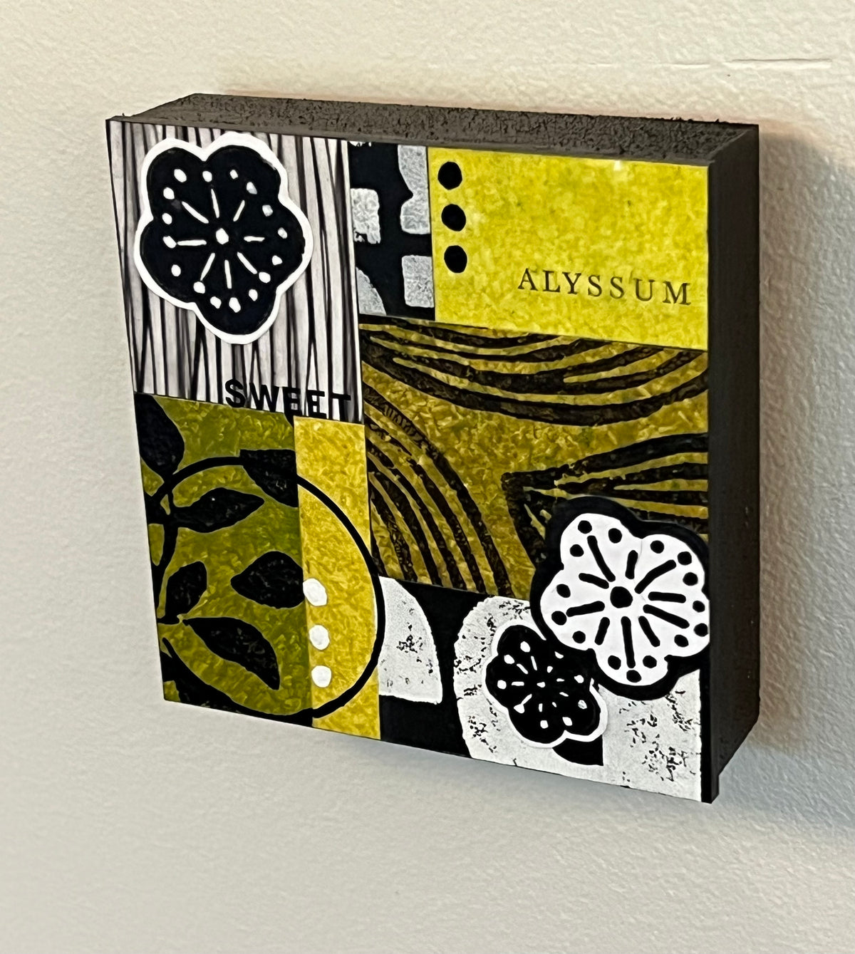Sweet Alyssum - 4" x 4" collage
