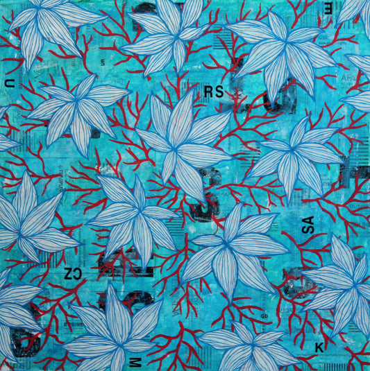 Boca Blue - 20" x 20" Floral Collage